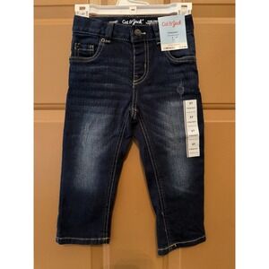 Cat & Jack Girls' Straight Adjustable Waist Jeans Size 2T Dark Wash NWT Stretch